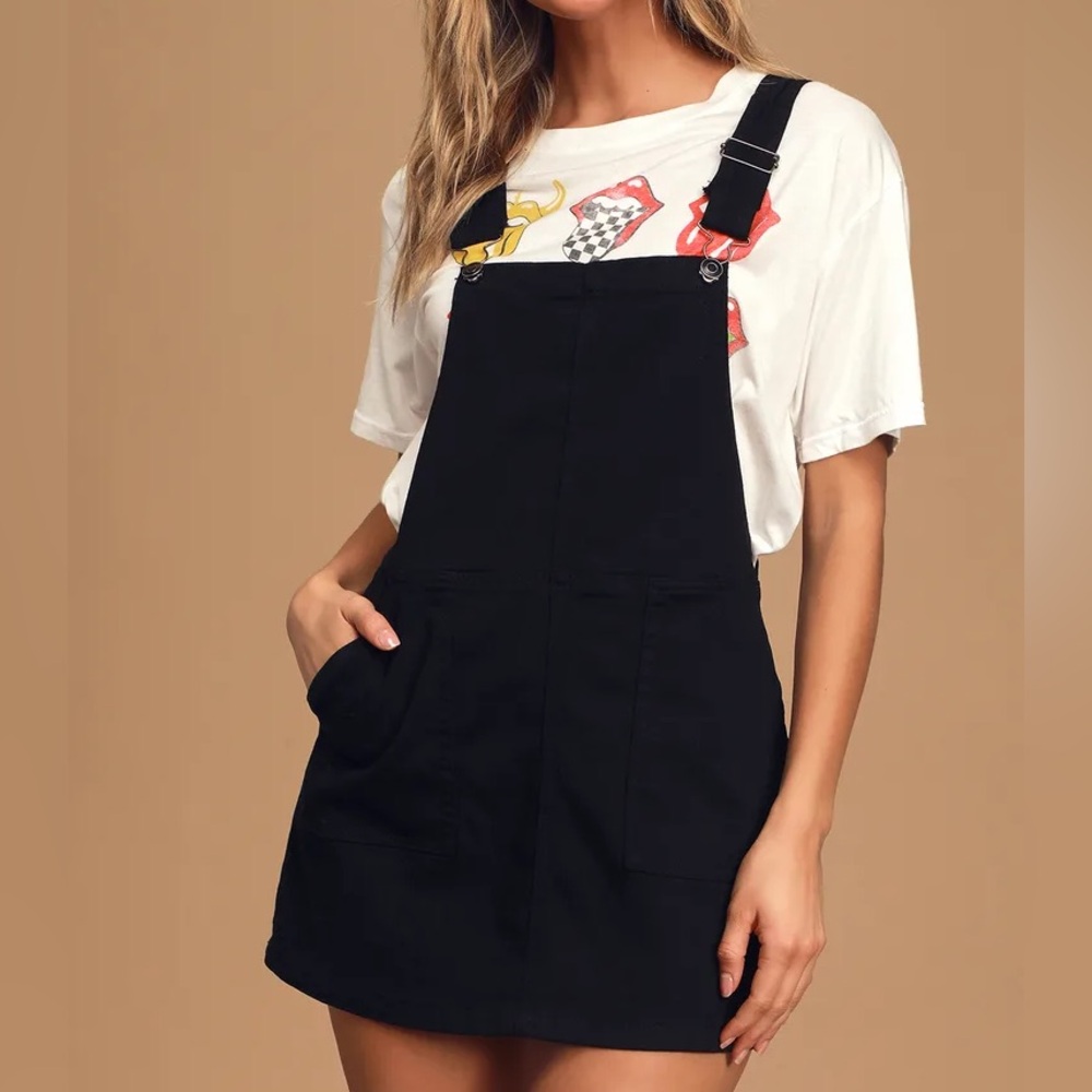 Castro Black Denim Overall Mini Dress